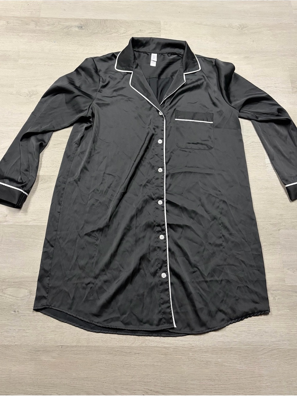 stars above Black Nightshirt with White Piping